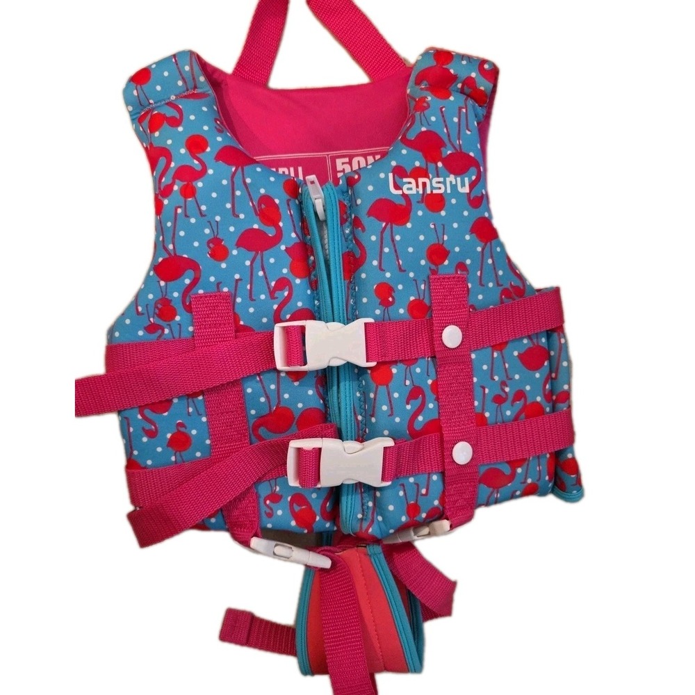 NEW Swim Vest Toddler Float Jacket Girls Swimming Jacket Flamingos Medium 4-6 yr